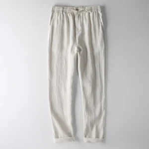 Italy 100% Linen Pants For Men Casual Breathable Fashion Trousers