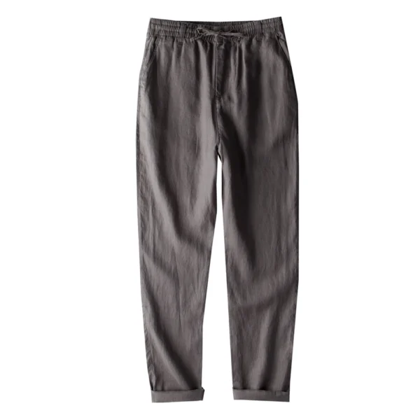 Italy 100% Linen Pants For Men Casual Breathable Fashion Trousers - Image 5