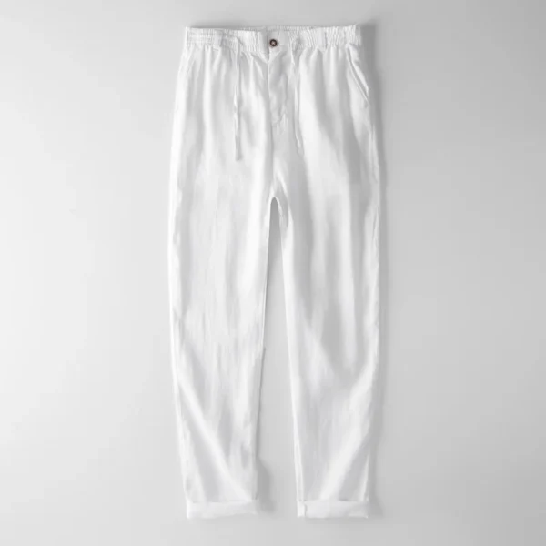 Italy 100% Linen Pants For Men Casual Breathable Fashion Trousers - Image 3