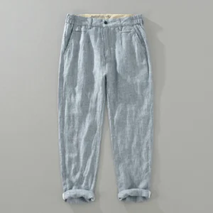 Summer Linen Pants Men White Breathable Casual Straight Trousers