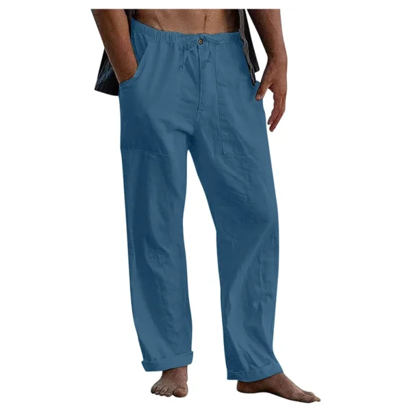 Men's Cotton Linen Casual Straight Beach Fitness Trousers 2025 - Image 3