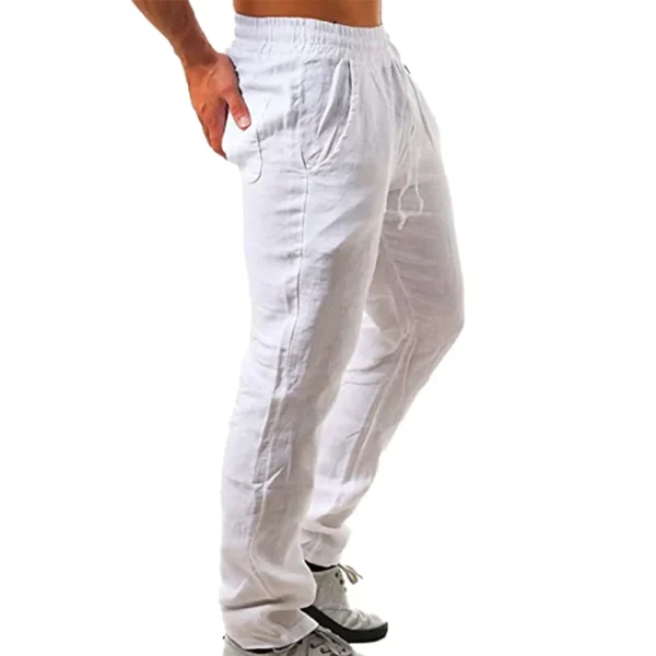 Men's Cotton Linen Breathable Solid Pants For Autumn Streetwear - Image 2