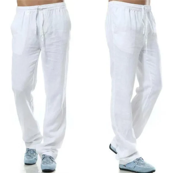 Men's Cotton Linen Pants Autumn Breathable Fitness Streetwear Trousers