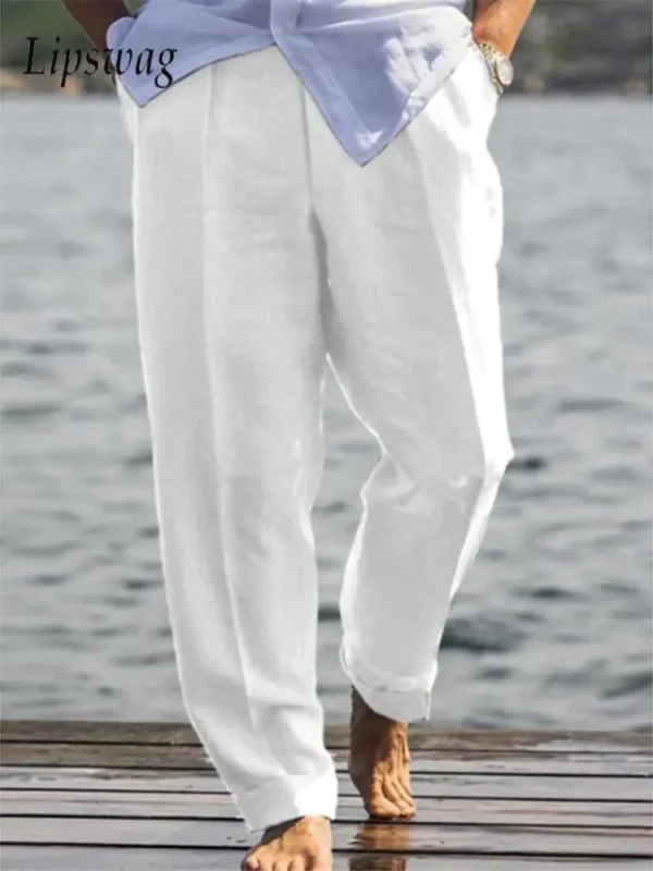 Casual Loose Linen Pants For Men Spring Summer Daily Leisure Wear