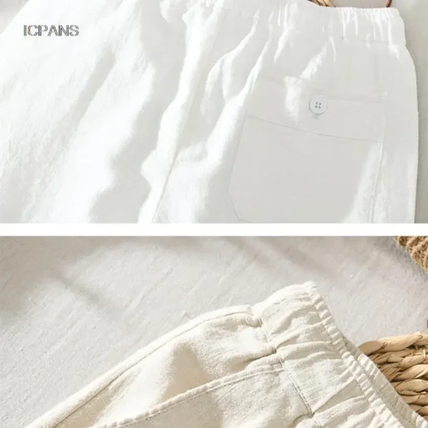 Men's Ankle Length Linen Harem Pants Summer Casual Trousers - Image 4