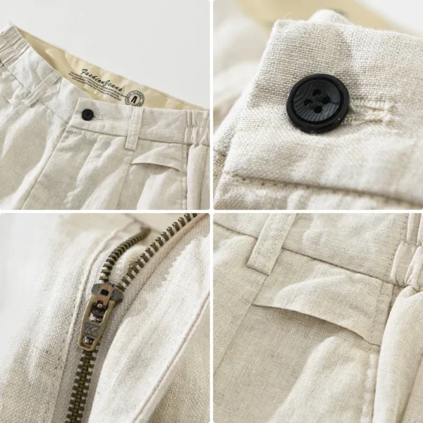 Summer Linen Pants Men White Breathable Casual Straight Trousers - Image 4