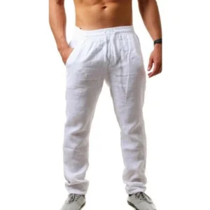 Men's Cotton Linen Breathable Solid Pants For Autumn Streetwear