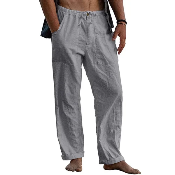 Men's Cotton Linen Casual Straight Beach Fitness Trousers 2025 - Image 5