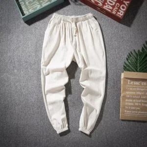 Oversized Men's Cotton Linen Harem Pants Chinese Style Joggers