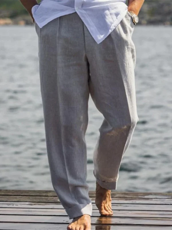 Casual Loose Linen Pants For Men Spring Summer Daily Leisure Wear - Image 3