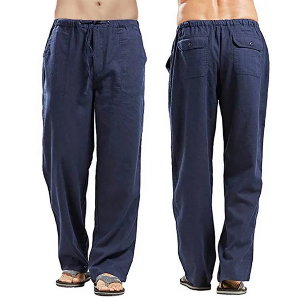 Spring Linen Wide Leg Oversized Casual Yoga Pants For Men - Image 7