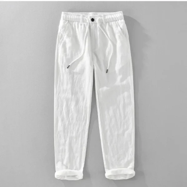 Summer Linen Drawstring Straight Vintage Work Pants For Men