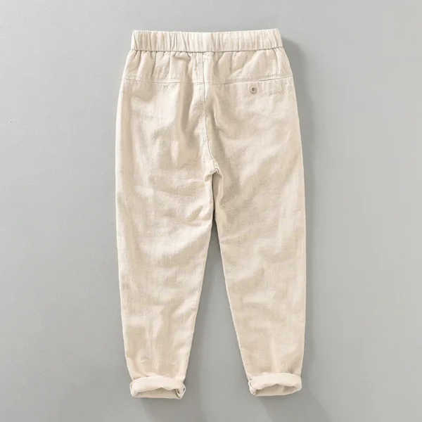 Mens Linen Harem Pants Vintage Pleated Breathable Summer Trousers - Image 4