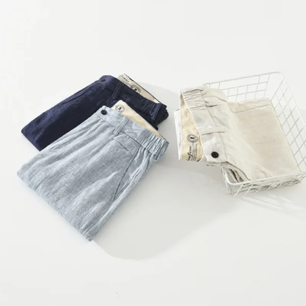 Summer Linen Pants Men White Breathable Casual Straight Trousers - Image 3