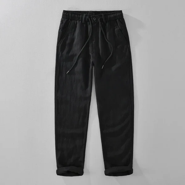 Summer Linen Drawstring Straight Vintage Work Pants For Men - Image 7