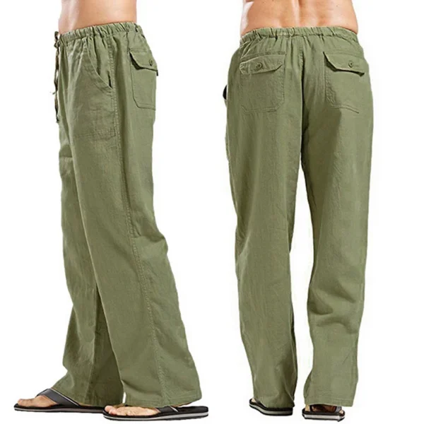 Spring Linen Wide Leg Oversized Casual Yoga Pants For Men - Image 4