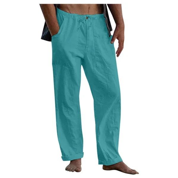 Men's Cotton Linen Casual Straight Beach Fitness Trousers 2025 - Image 2