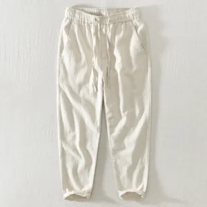 Men's Ankle Length Linen Harem Pants Summer Casual Trousers