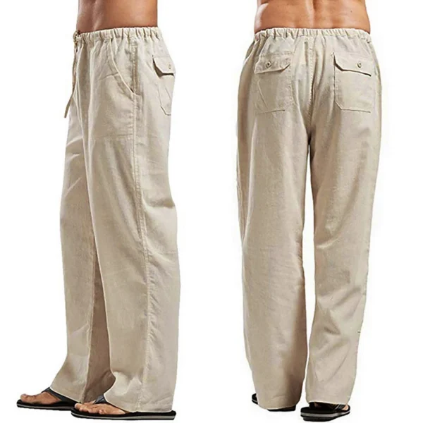 Spring Linen Wide Leg Oversized Casual Yoga Pants For Men - Image 2