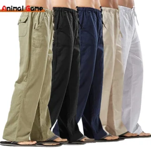 Spring Linen Wide Leg Oversized Casual Yoga Pants For Men