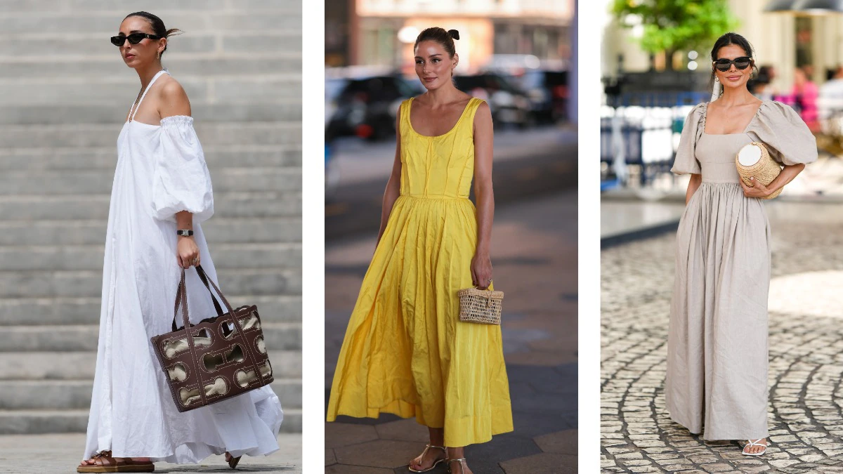 collection of best summer linen dress colors including white neutral pastel and earth tones
