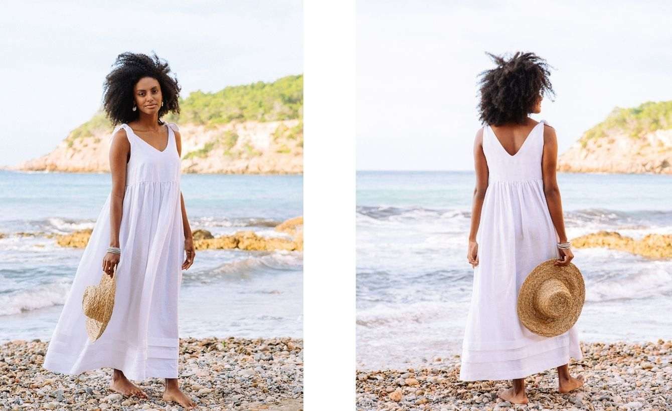 linen dresses for travel styled for beach city and vacation outfits